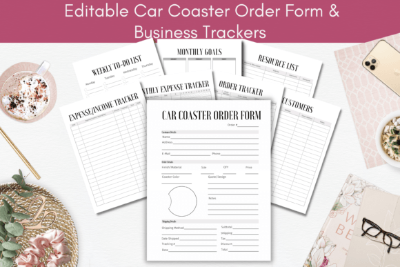 Download Editable Car Coaster Order Form Bundle - Order form Collection