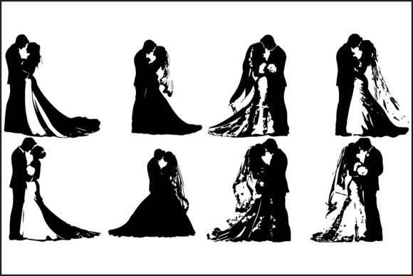 Download Wedding Couple Silhouette Black Vector. - Premium Resources