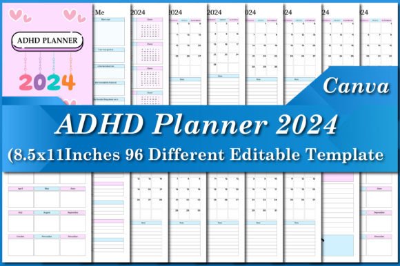 Download ADHD Planner 2024 Canva Templates - Premium Resources