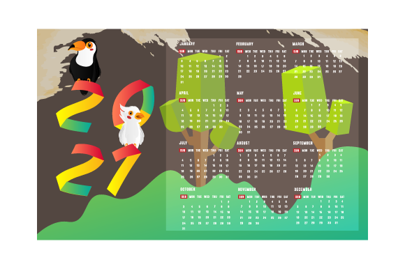 Download Illustrated 2021 Calendar Template - Premium Resources