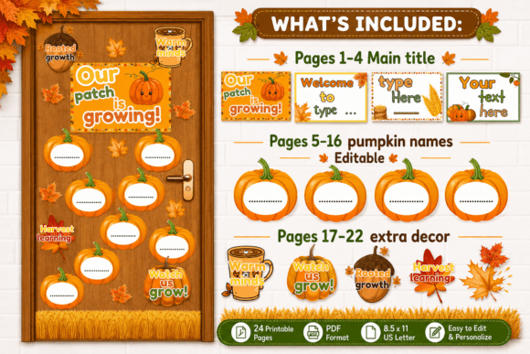Download Editable Autumn Classroom Door Decor - Autumn Collection