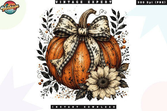 Download Vintage Pumpkin Sunflower Autumn PNG - Autumn Collection