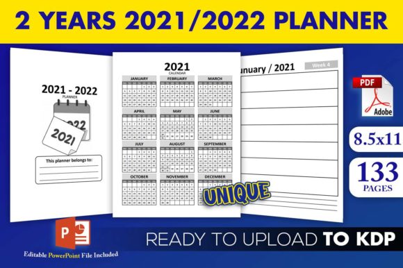 Download 2 Years 2021 / 2022 Planner KDP Interior - 2022 planner Collection