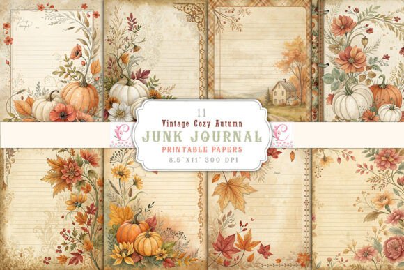 Download Vintage Cozy Autumn Junk Journal Pages - Autumn Collection