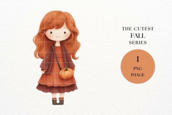 Download Cute Autumn Girl with Pumpkin Clipart - Autumn Collection