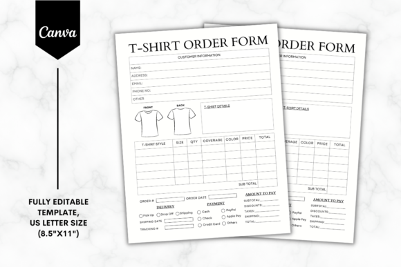 Download Custom T-Shirt Order Form Template B&amp;W 2 - Order form Collection