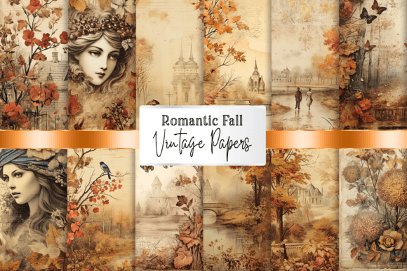 Download Vintage Autumn Scrapbooking Papers, Junk - Autumn Collection