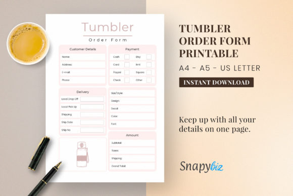 Download Tumbler Order Form | Craft Business Form - Order form Collection