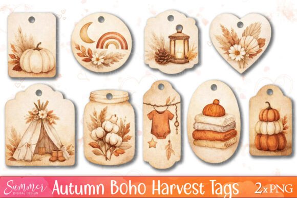 Download Dried Autumn Boho Harvest Tag Sheets - Autumn Collection