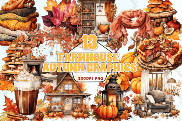 Download Farmhouse Autumn Graphics PNG - Autumn Collection